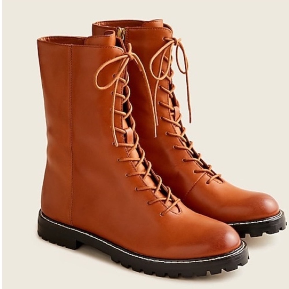 J. Crew Gwen Lug Leather‎ Lace Up Boots Brown 7.5